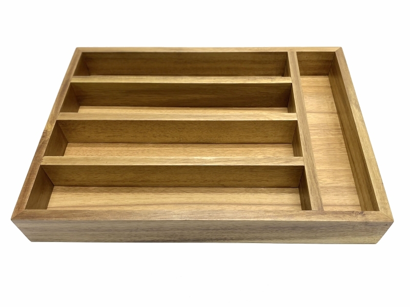 Curated Acacia Wood Expandable Flatware Organizer - Premium Kitchen Drawer Divider
